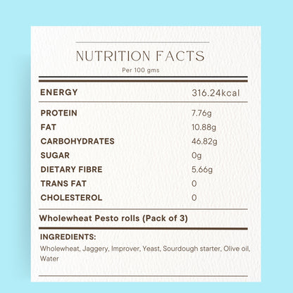 Zero Maida 100% Wholewheat Pesto Rolls (Pack of 3)